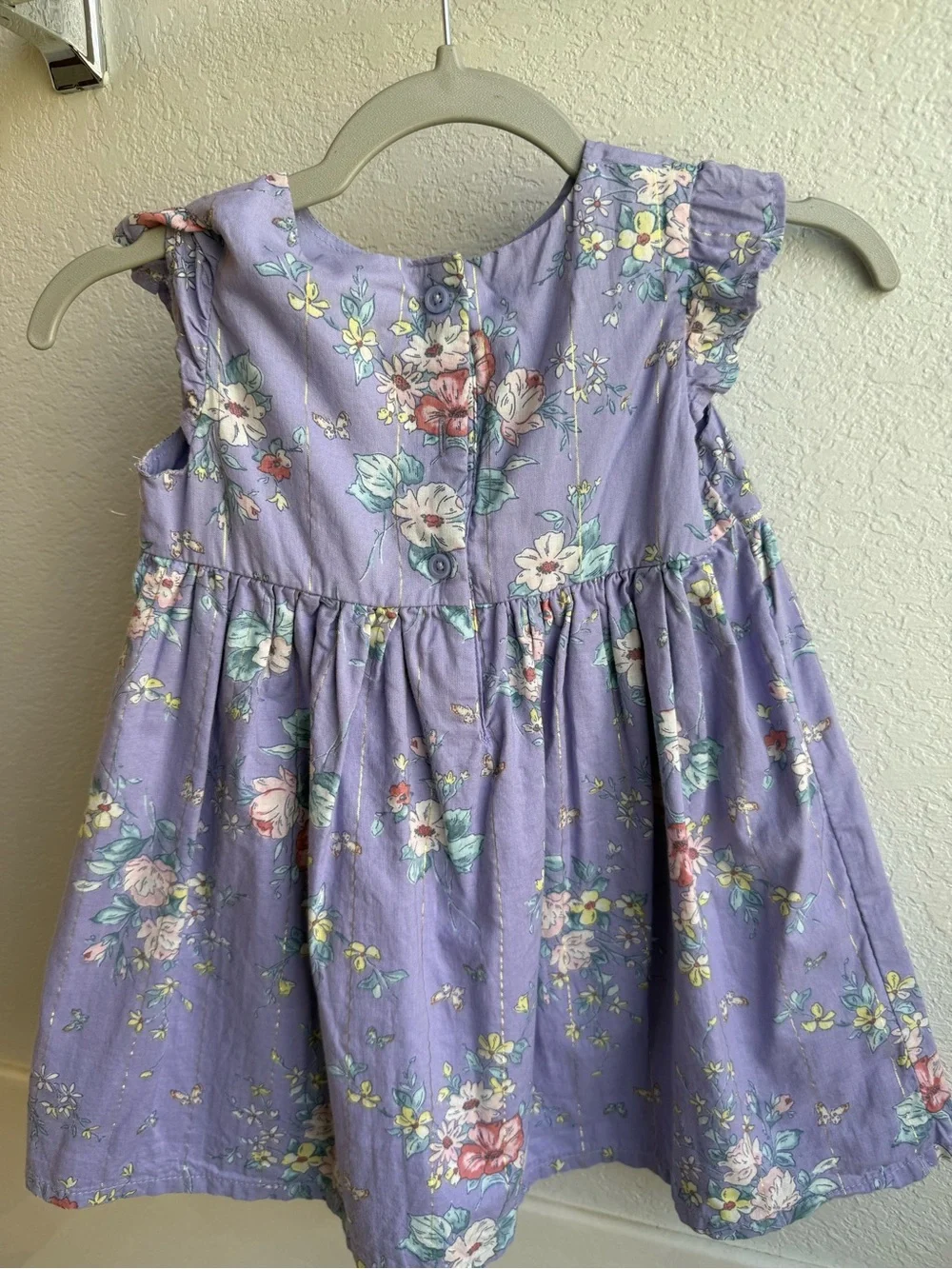 OshKosh B'gosh Lavender Floral Ruffle-Sleeve Dress
